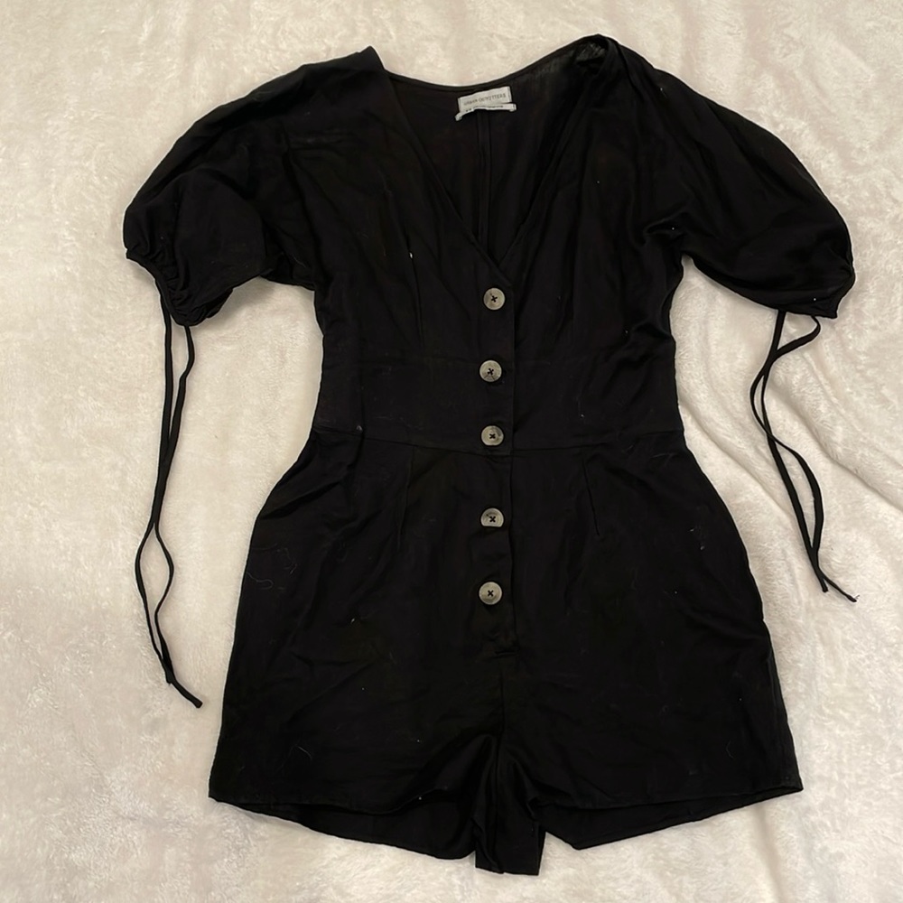 Urban Outfitters Dark Blue Ruffle Sleeve Romper